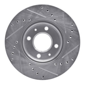 Dodge Attitude Brake Rotor (1) - Front Left - R1 Concepts - Drilled & Slotted - Silver - `12-`25